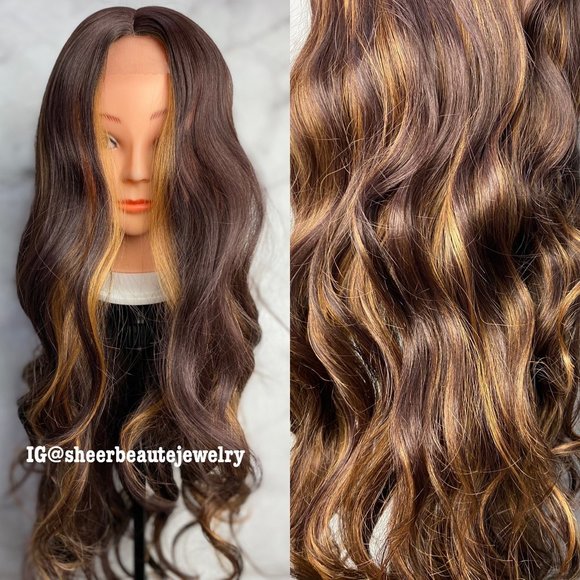 Lace Front Wig,Ombre Dark Brown Wig, - Picture 1 of 6